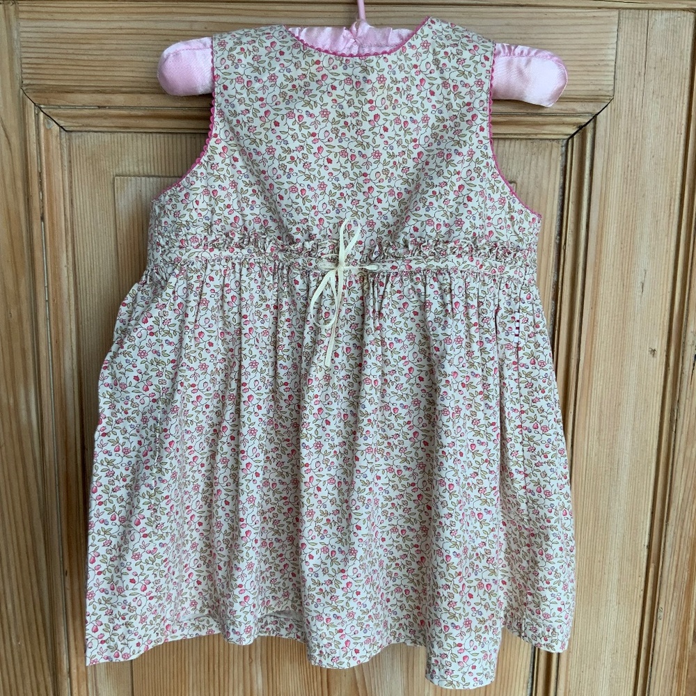 ESPRIT INFANT DRESS WITH DIAPER CVR, 100% COTTON, PINK / LIGHT GREEN FLORAL, 12M